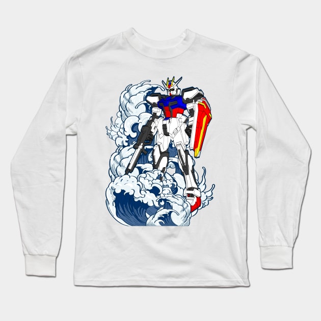 GAT-X105 Strike Gundam Long Sleeve T-Shirt by gblackid